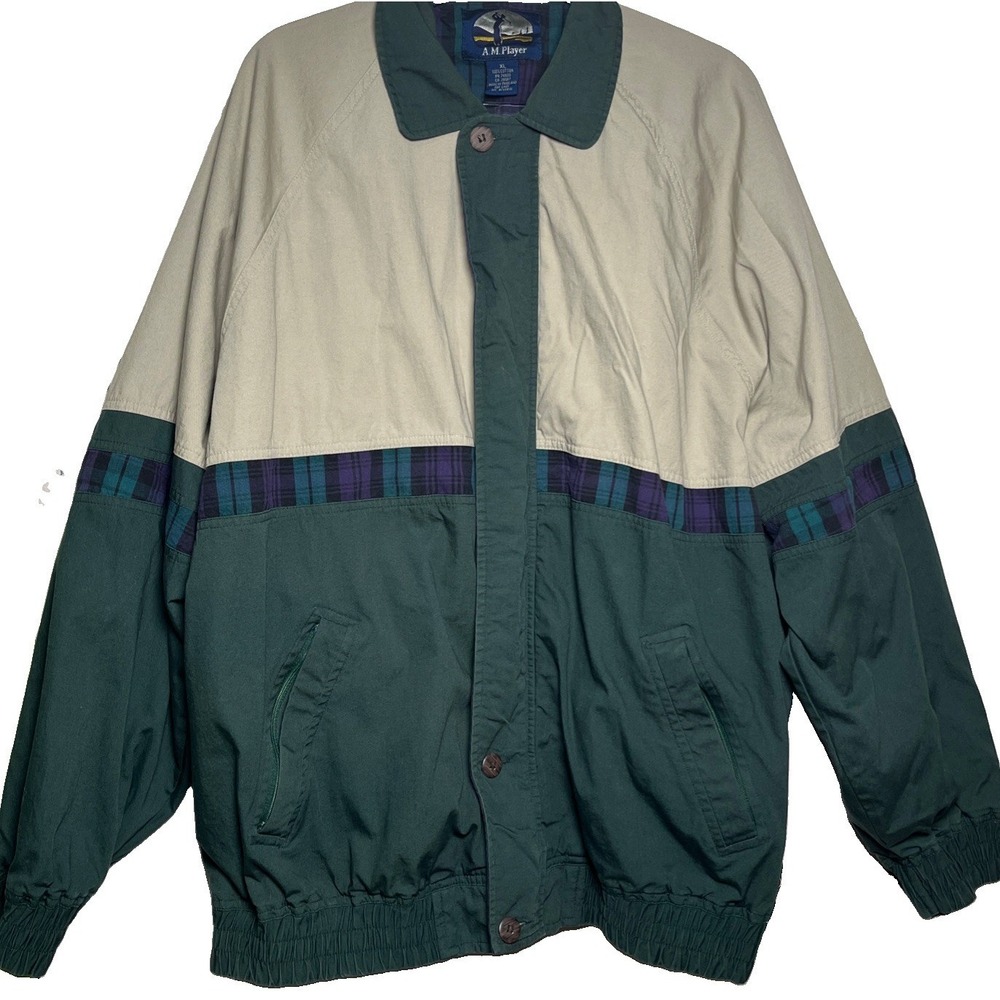 Vintage A.M Player Colorblock Golf Outdoor Jacket Mens Size XL RARE